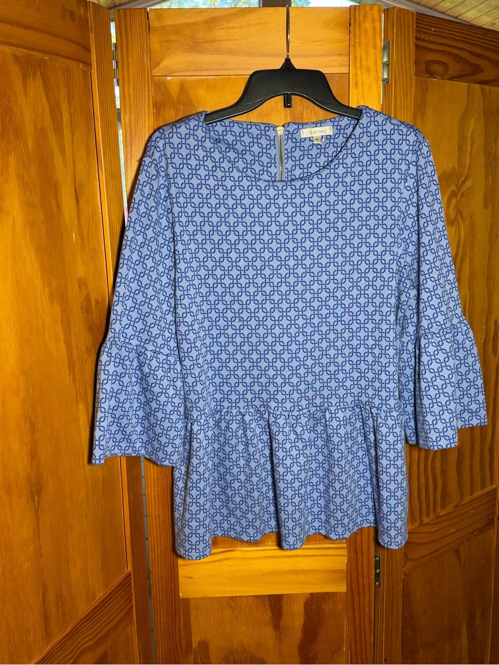 Tyler Boe Blue Patterned Peplum Tunic| XL|Cottagecore
